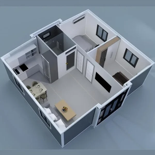 Prefabricated Expandable Mobile House with Terrace and Sloping Roof - Image 3
